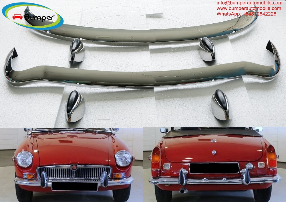 4 MGB bumpers with rubber on over riders 4